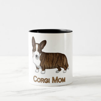 Caneca De Café Em Dois Tons Black Tan Brindle Cardigan Welsh Corgi Mãe Cão Lov