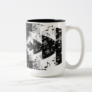 Caneca De Café Em Dois Tons Black & White Echo Music Notes Coffee Mug