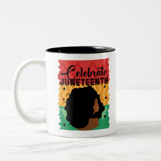 Caneca De Café Em Dois Tons Black Women Juneteenth Celebrate Indepedence Day (Esquerda)