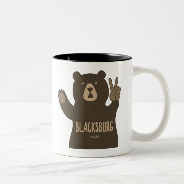 Caneca De Café Em Dois Tons Blacksburg Virginia Peace Bear (Direita)