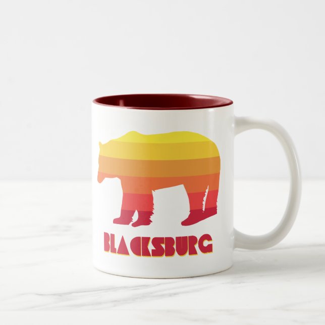 Caneca De Café Em Dois Tons Blacksburg Virginia Rainbow Bear (Direita)