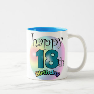 Caneca De Café Em Dois Tons Blauwe Happy 18º aniversário