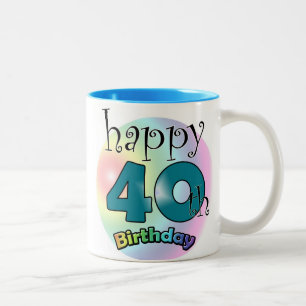 Caneca De Café Em Dois Tons Blauwe Happy aniversário de 40 anos