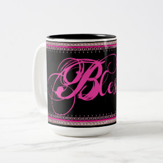 Caneca De Café Em Dois Tons Blessed! Coffee Mug (Pink/Black)