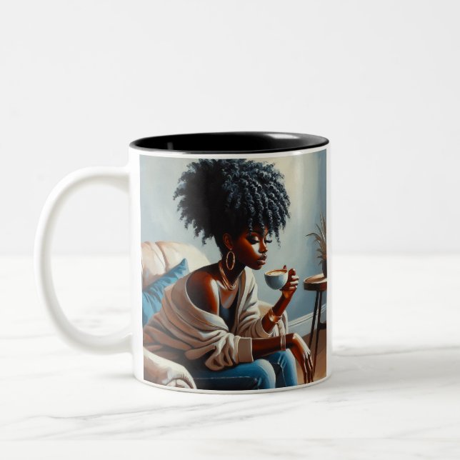 Caneca De Café Em Dois Tons "Bliss Bonitas" Mug (Esquerda)