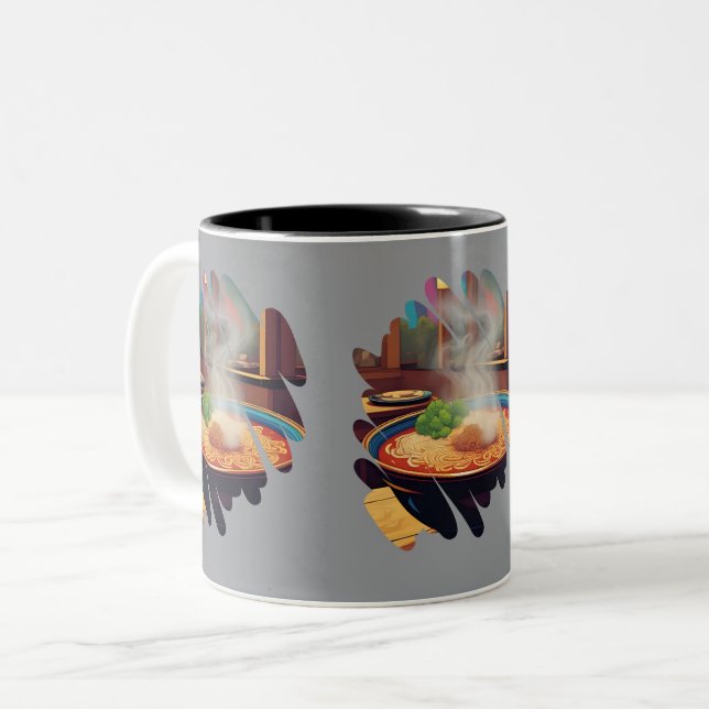 Caneca De Café Em Dois Tons Bliss de Noodles a vapor (Frente Esquerda)