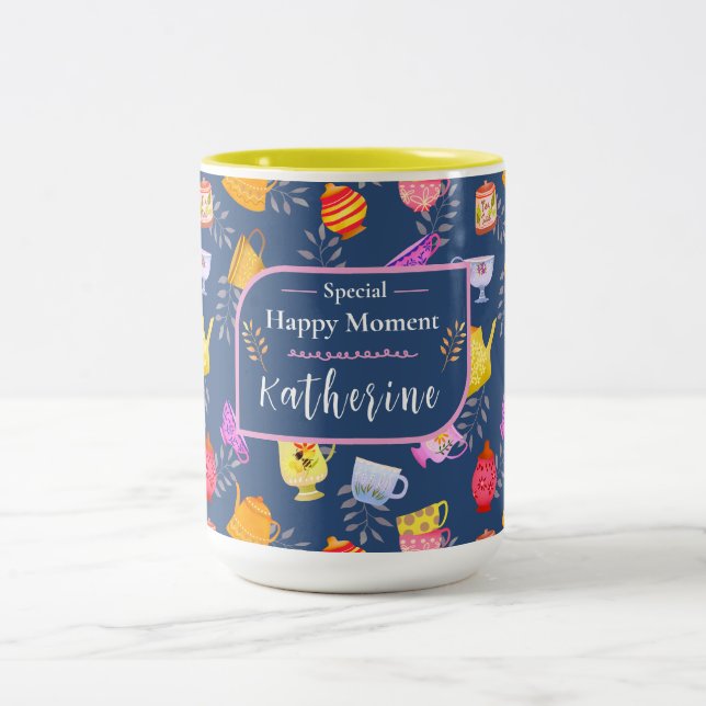 Caneca De Café Em Dois Tons Blocos e Marinho do Jardim de Copas (Centro)