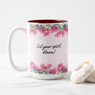 Caneca De Café Em Dois Tons Blogues Florais Rosa