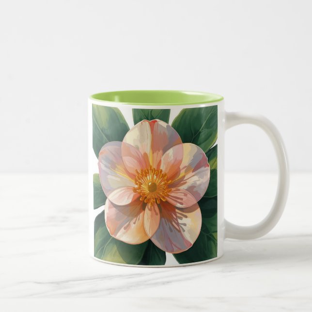 Caneca De Café Em Dois Tons "Blooming Beauty Mug: Ilustração de Warda Vibrante (Direita)