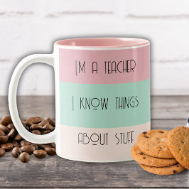Caneca De Café Em Dois Tons Bloqueio colorido de professor engraçado personali