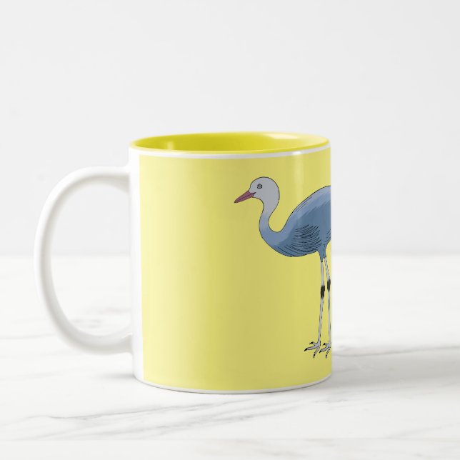 Caneca De Café Em Dois Tons Blue crane bird cartoon illustration  (Esquerda)