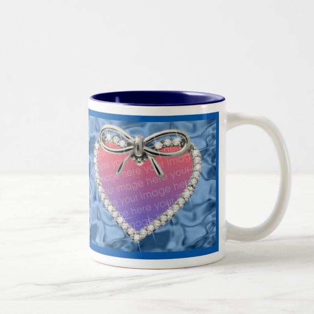 Caneca De Café Em Dois Tons Blue Diamond Heart Frame Mug (Direita)