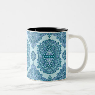 Caneca De Café Em Dois Tons Blue Diamond Mandala
