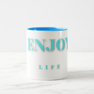 Caneca De Café Em Dois Tons Blue Enjoe a Vida