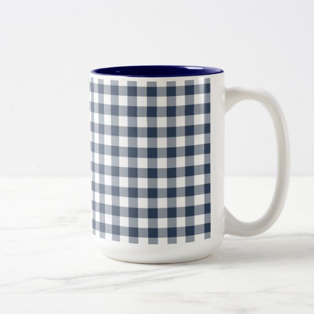 Caneca De Café Em Dois Tons Blue Gingham (Direita)