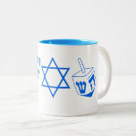 Caneca De Café Em Dois Tons Blue Hanukkah Themes Menorah 4Hannah<br><div class="desc">Você vai amar nossa caneca temida Hanukkah!</div>