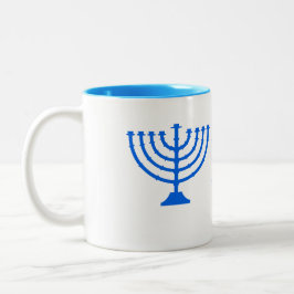 Caneca De Café Em Dois Tons Blue Hanukkah Themes Menorah 4Hannah