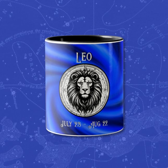 Caneca De Café Em Dois Tons Blue Leo, o Lion Mug (Criador carregado)