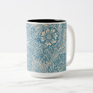 Caneca De Café Em Dois Tons Blue Marigolds (por William Morris)