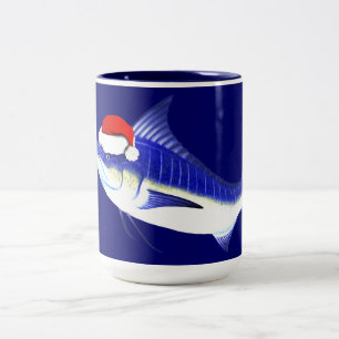 Caneca De Café Em Dois Tons Blue Marlin Santa Claus