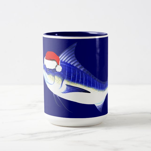 Caneca De Café Em Dois Tons Blue Marlin Santa Claus (Centro)