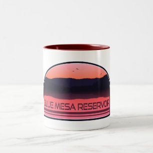 Caneca De Café Em Dois Tons Blue Mesa Reservoir Colorado Red Sunrise