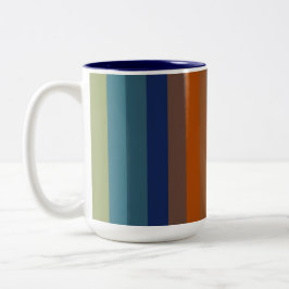 Caneca De Café Em Dois Tons Blue, orange, green, and gray stripes