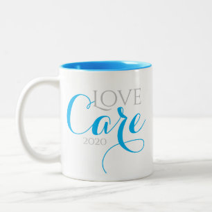 Caneca De Café Em Dois Tons Blue Quarantine Love and Care Mug