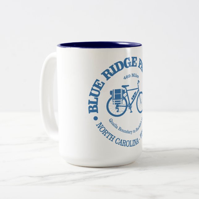 Caneca De Café Em Dois Tons Blue Ridge Parkway (cycling) (Frente Esquerda)