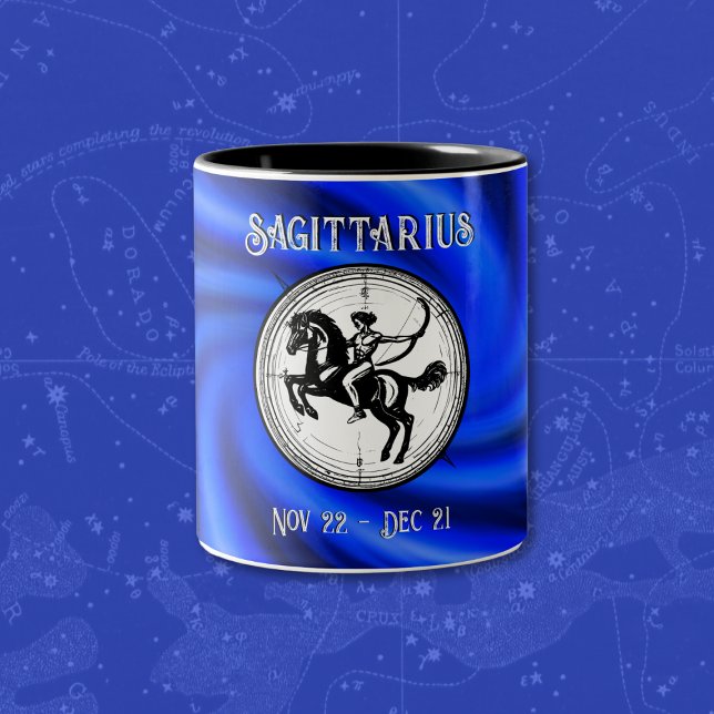 Caneca De Café Em Dois Tons Blue Sagittarius Mug (Criador carregado)