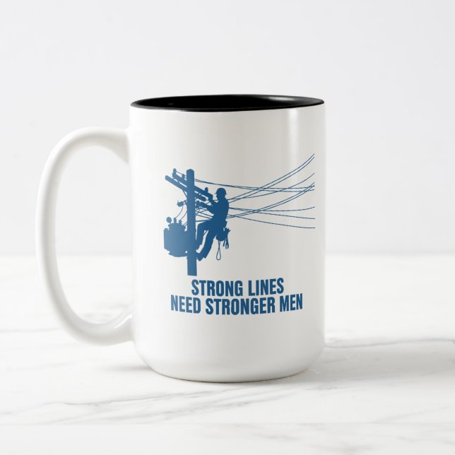 Caneca De Café Em Dois Tons Blue Silhouette Lineman Pride (Esquerda)