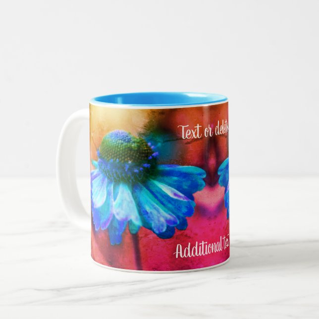 Caneca De Café Em Dois Tons Blue Zinnia Distressed Art Personalizado (Frente Esquerda)
