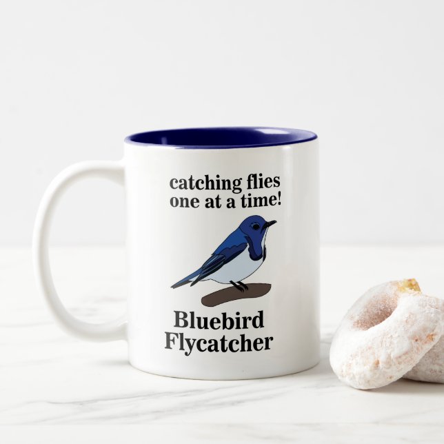 Caneca De Café Em Dois Tons Bluebird Birder Birdwatch Engraçado (Com Donut)
