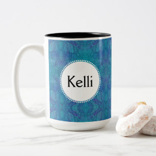 Caneca De Café Em Dois Tons Bluetooth caleidoscópico Abstrato Art com seu nome