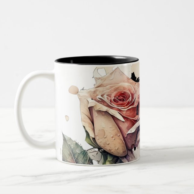 Caneca De Café Em Dois Tons Blush Bloom Mug_manhã Rosa (Esquerda)