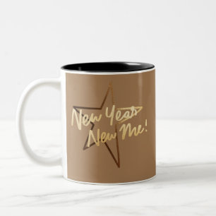 Caneca De Café Em Dois Tons Blush Brown Luxury Feliz ano novo & New Me 2022