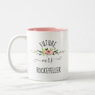 Caneca De Café Em Dois Tons Blush Floral Blooms Futuro Presente de Noivado Noi