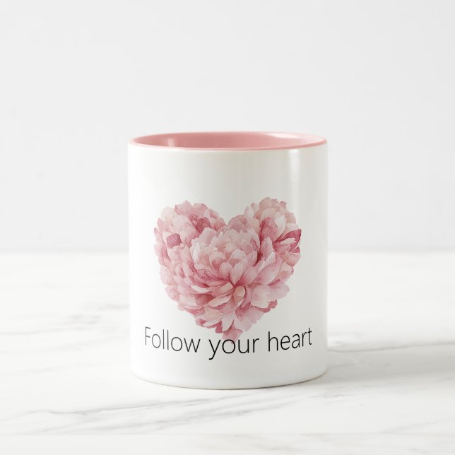 Caneca De Café Em Dois Tons Blush Pink Heart Flower (Centro)