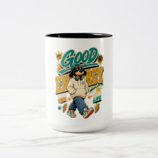 Caneca De Café Em Dois Tons Boa Energia Vibrações Positivas