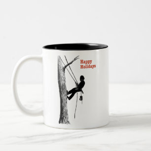 Caneca De Café Em Dois Tons Boas Festas, Cirurgiões Arboristas.
