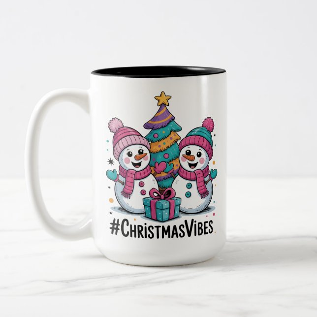 Caneca De Café Em Dois Tons Boas Festas de Natal (Esquerda)