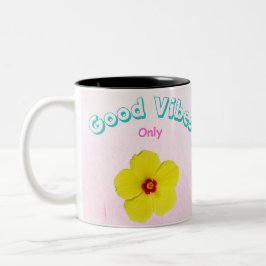 Caneca De Café Em Dois Tons Boas Víblias Apenas Arte de Hibisco Amarelo