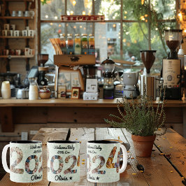 Caneca De Café Em Dois Tons Boas-vindas ao Baby Photo Collage Mug - Nome Perso