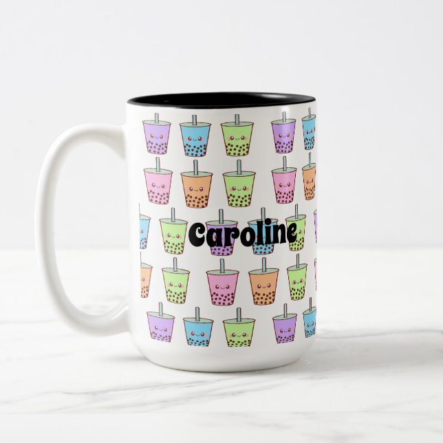 Caneca De Café Em Dois Tons Boba Milk Tea Flavors (Esquerda)