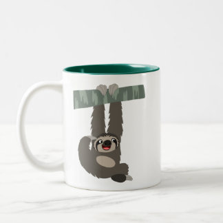 Caneca De Café Em Dois Tons Boca-branca de cartoon a percorrer-se de uma galer
