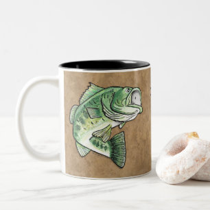 Caneca De Café Em Dois Tons Boca-Largemouth Bass Pulando Dragonfly Pesca