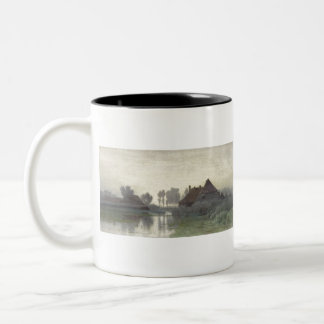 Caneca De Café Em Dois Tons Boer Homes na água na névoa matinal