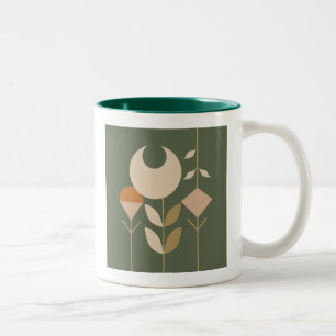 Caneca De Café Em Dois Tons Boho Abstrato Lily