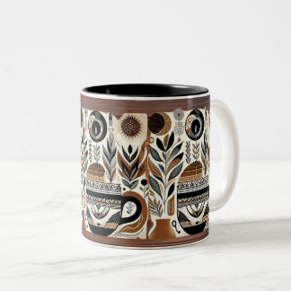 Caneca De Café Em Dois Tons Boho Botânico Café Mug