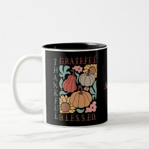 Caneca De Café Em Dois Tons Boho Cai Grata Graças Abençoado Ação de Graças